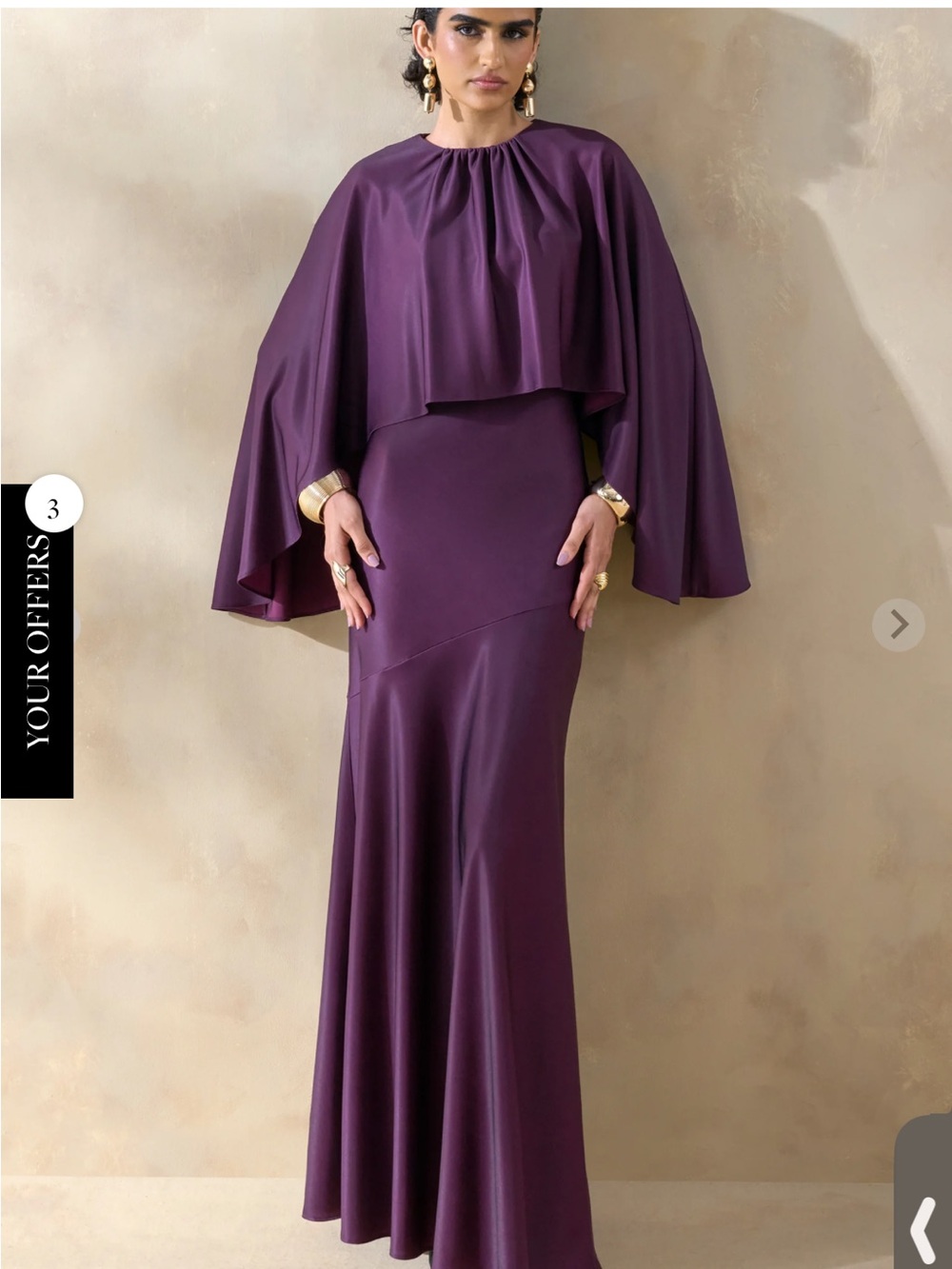 Club L London Purple Cape-Sleeve Maxi Dress